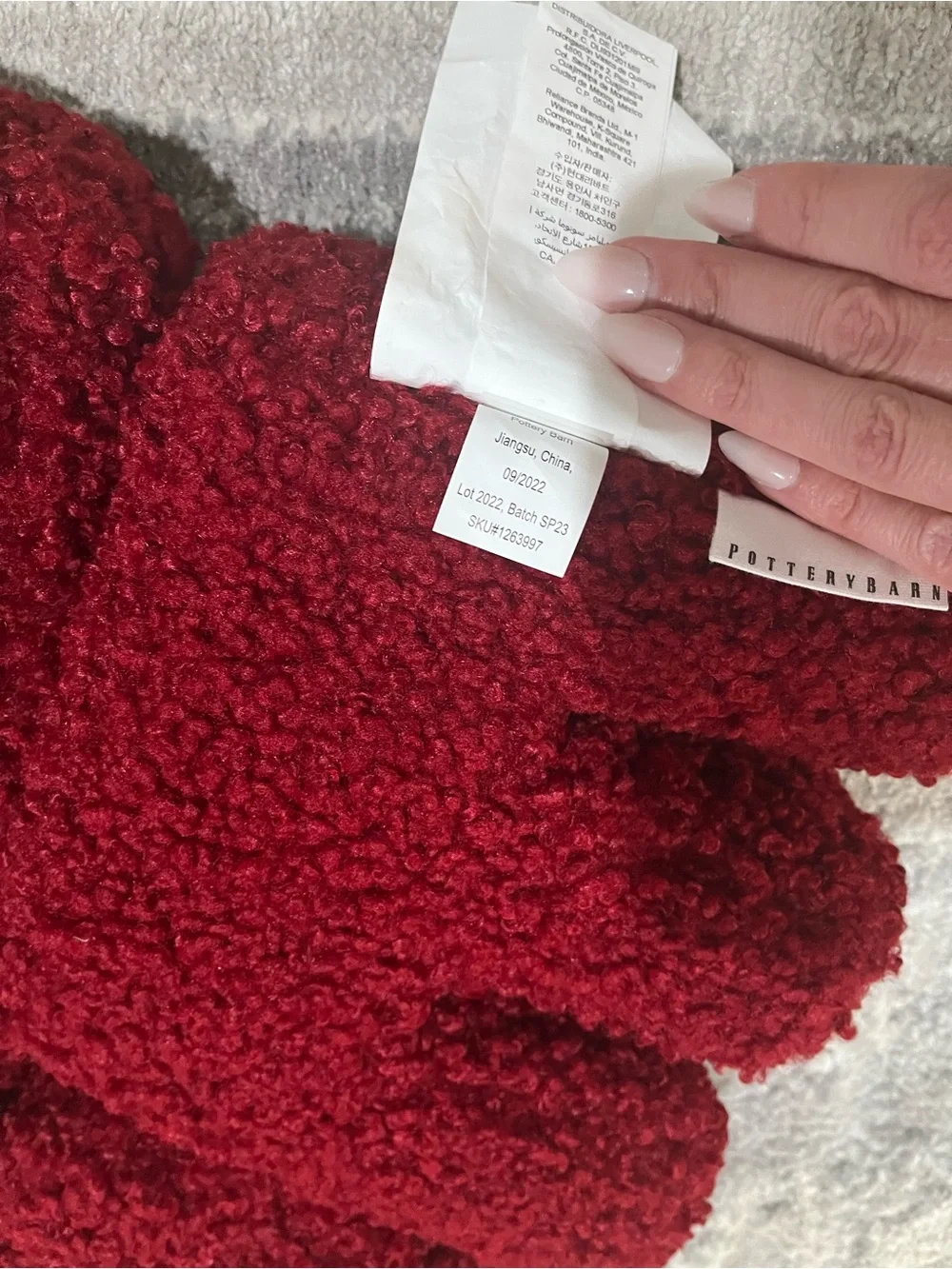 NWT Pottery Barn Cozy Teddy Faux Fur Love Shaped Pillow